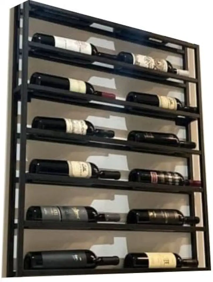 Adega parede estilo industrial suspensa para 12 garrafas em aço inox