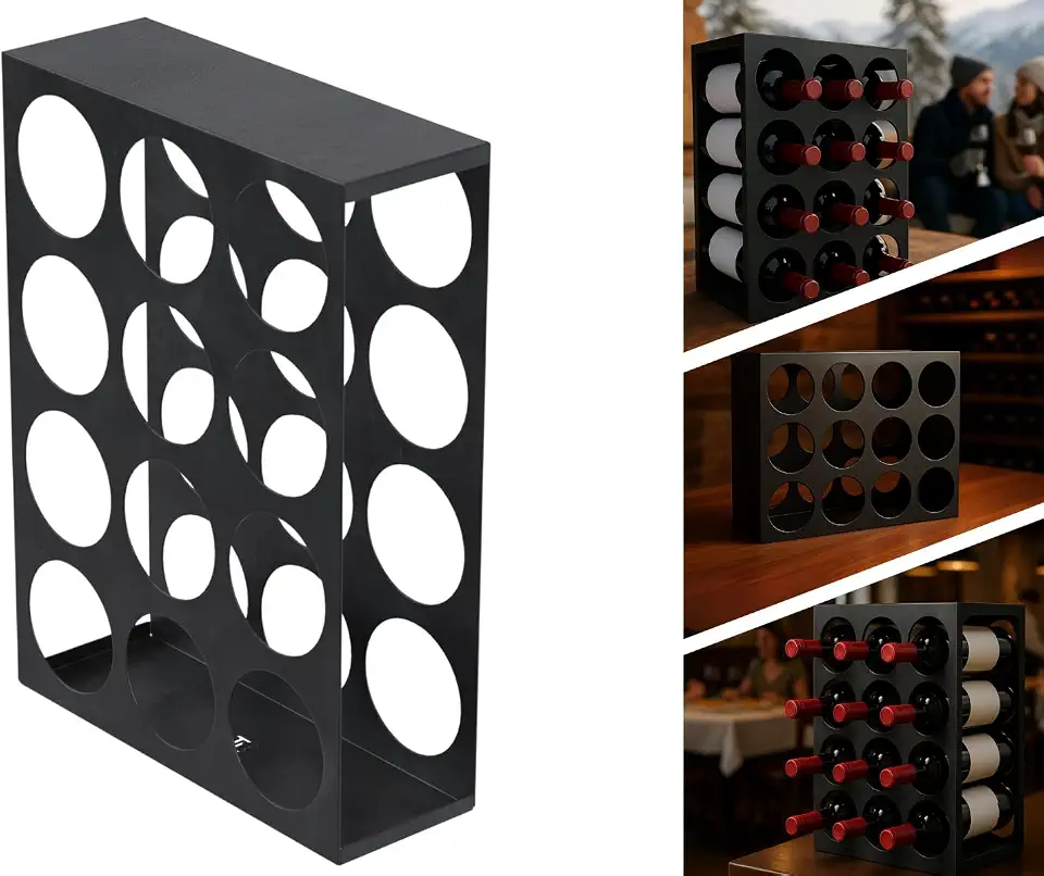Suporte organizador TLPRO 12 garrafas vinho aço para mesa ou bancada