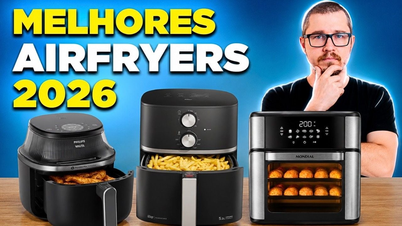 Vídeo com as melhores air fryers de 2026