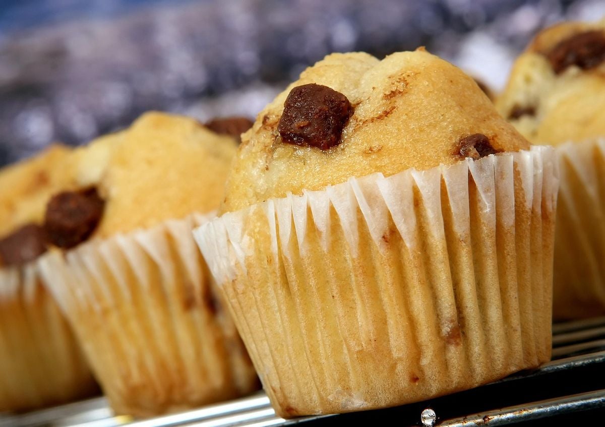 Bolinhos assados em grelhas de uma air fryer forno
