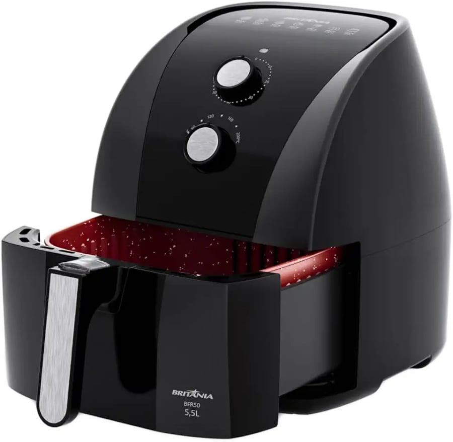 Fritadeira Air Fryer Britânia BFR50 Redstone de 5,5 litros preta