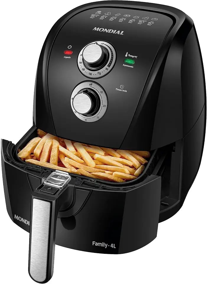 Mondial fritadeira sem óleo Air Fryer 4 litros preta e prata AFN-40-BFS