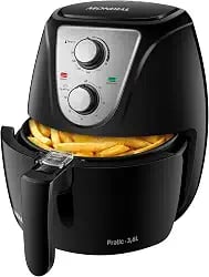 Air fryer Mondial Pratic de 3,6 litros preta com frontal em inox