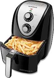 Air fryer Mondial Grand Family Inox 5 litros preta com frontal em inox