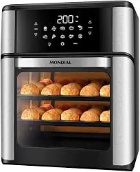 Air fryer forno Mondial 12 litros preta com detalhes em inox