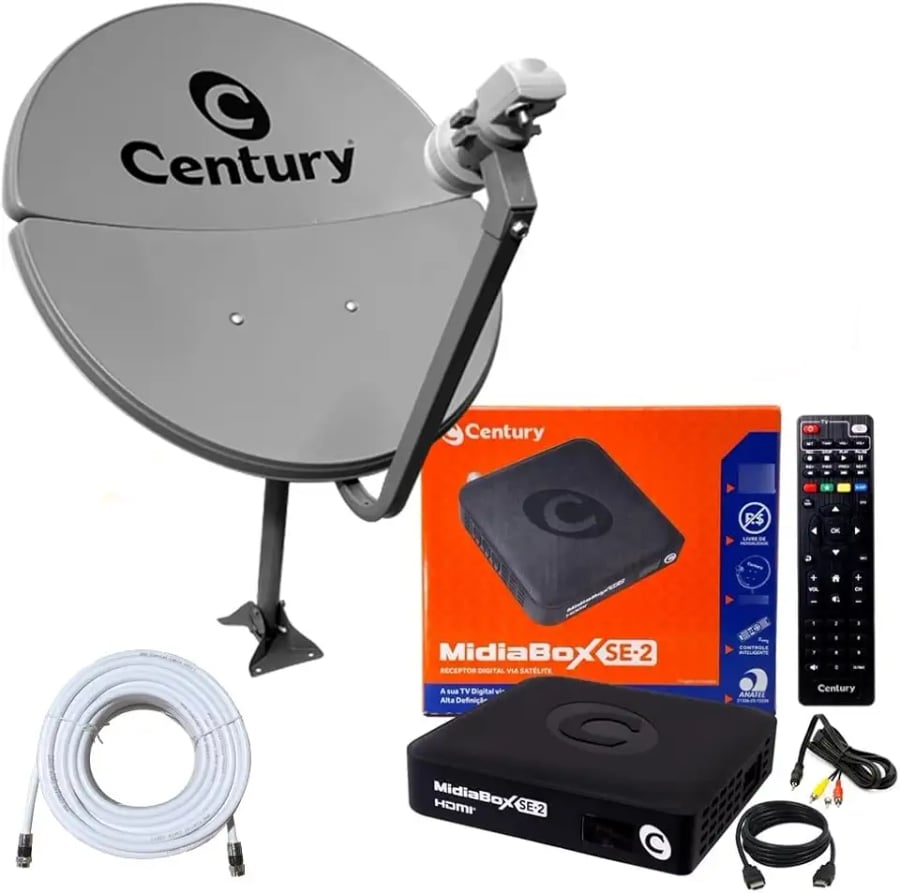 Kit de antena parabólica com receptor digital Century Midiabox B7