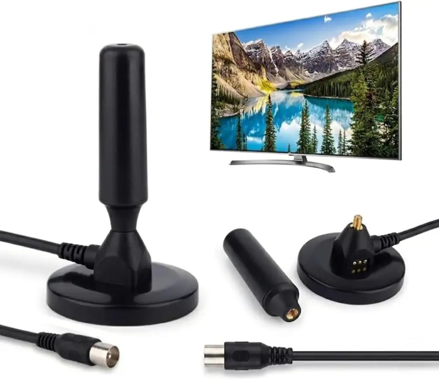 Antena digital interna e externa HDTV 4K UHF e VHF com cabo de 5 metros