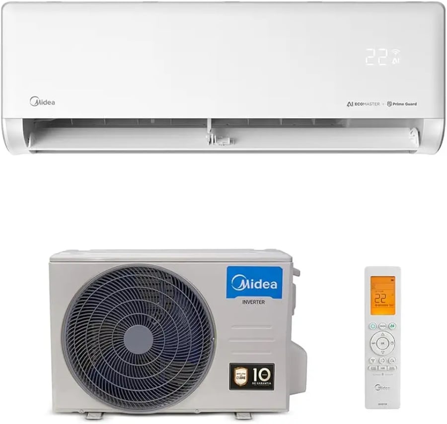 Ar-condicionado split hi wall inverter Midea AI Ecomaster de 12.000 BTUs quente e frio