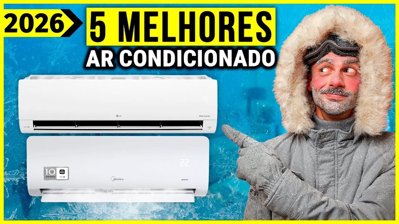 Vídeo sobre os melhores ares-condicionados de 2026 com foco em custo-benefício