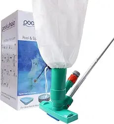 Aspirador subaquático portátil Poolwhale para piscina com escova sacola e mastro