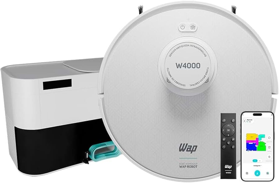 WAP Robot W4000 robô aspirador com estação autolimpante e mop giratório